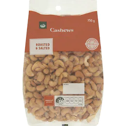 Woolworths Cashews Roasted & Salted 750g