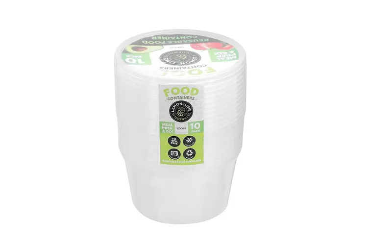 Lemon & Lime Reusable Food Container Round 10pk 500ml