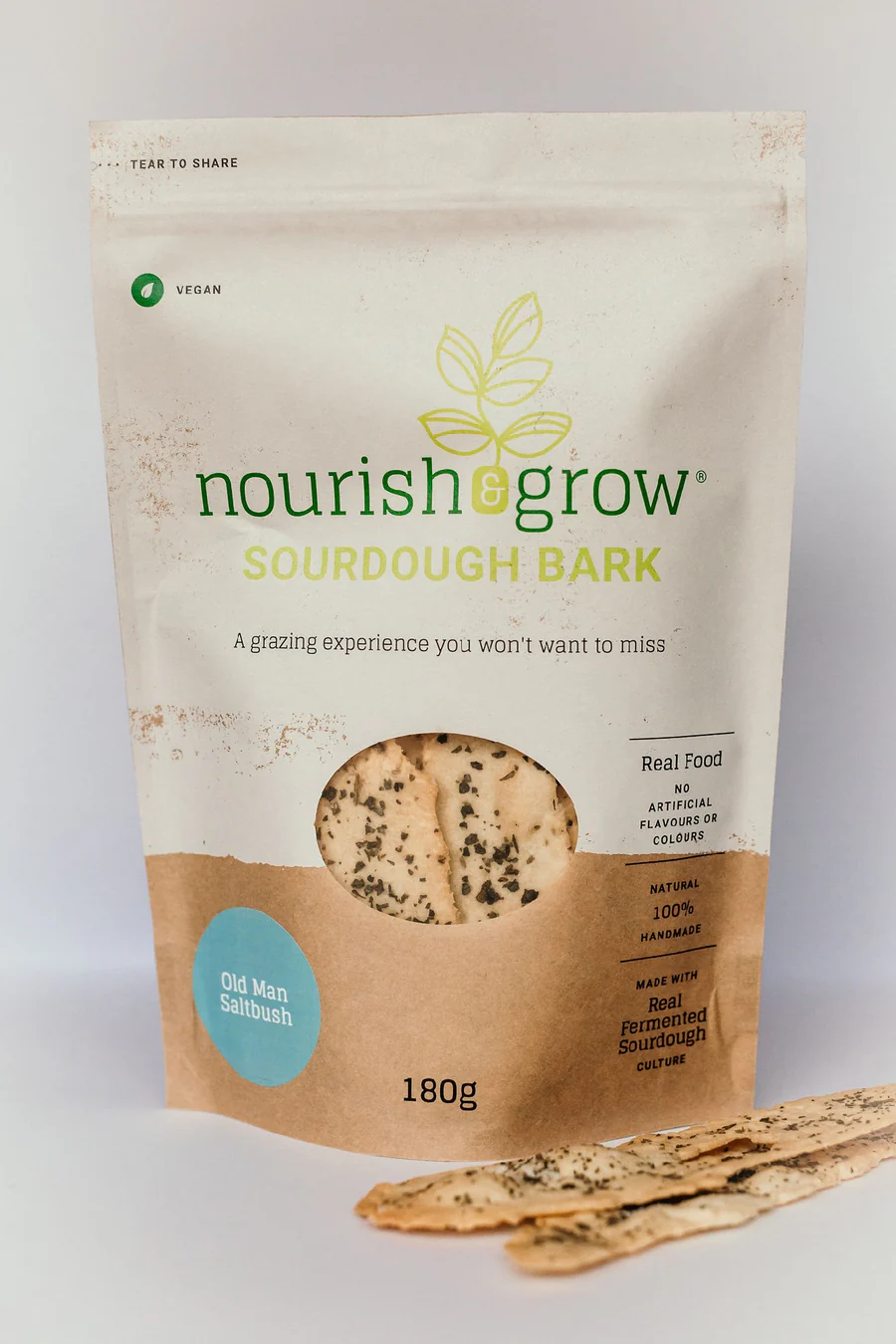 Nourish & Grow Sourdough Bark Old Man Saltbush 180g