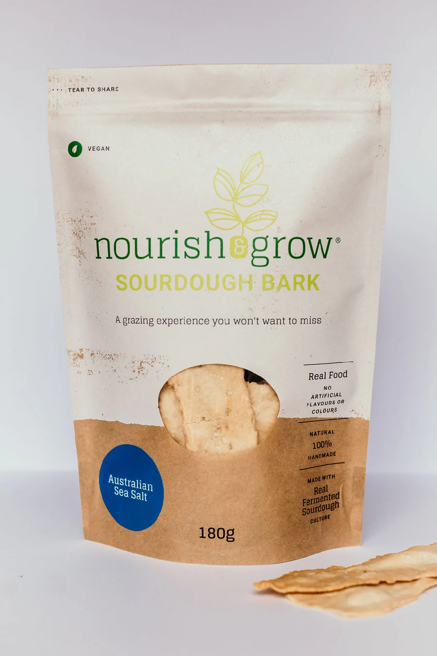 Nourish & Grow Sourdough Bark Australian Sea Salt 180g