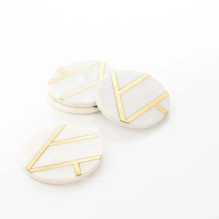 Clinq Marble Brass Coasters 4pk