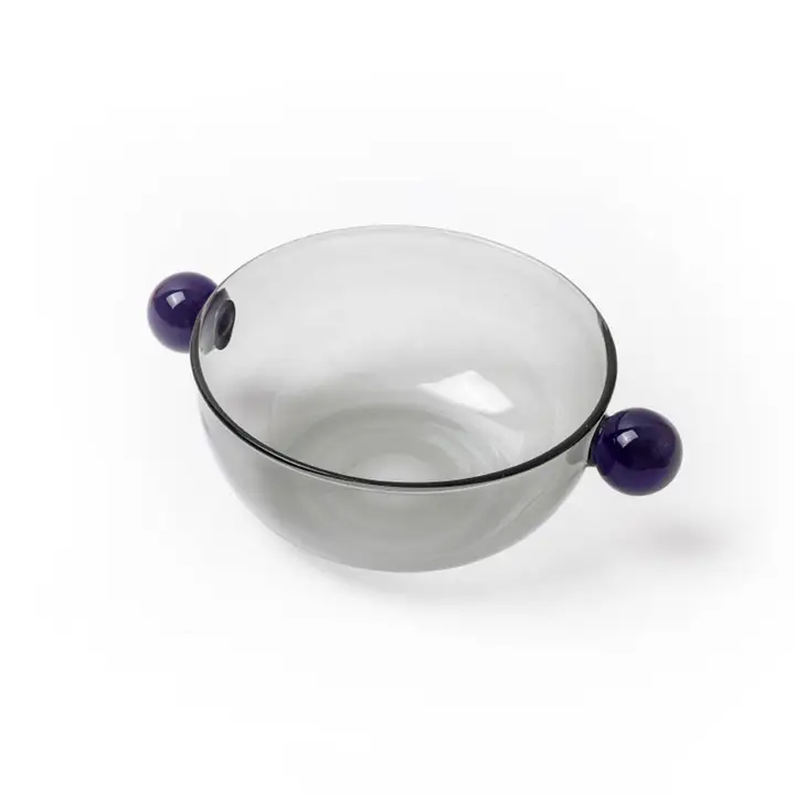 Lollipop Colour Block Glass Bowl Grey & Black