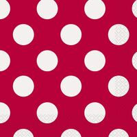 Luncheon Napkins 2ply Dots Ruby Red 33x33cm 16pk