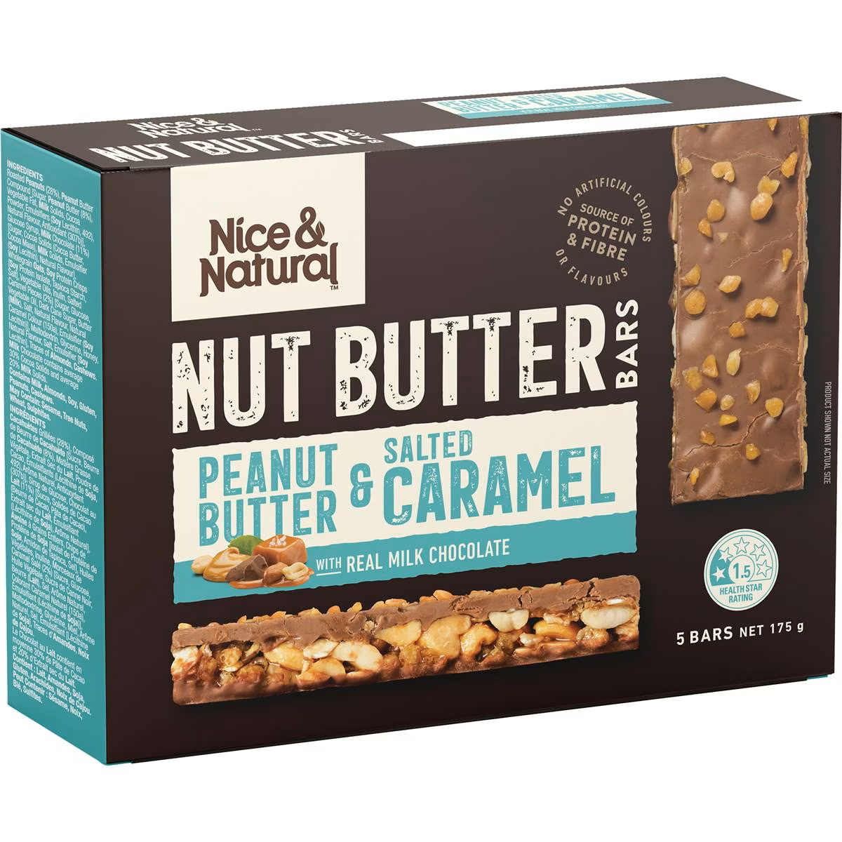 Nice & Natural Nut Butter Bars Peanut Butter & Salted Caramel 5pk