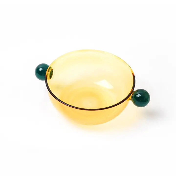 Lollipop Colour Block Glass Bowl Yellow & Green