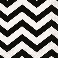 Chevron Luncheon Napkins 2ply Midnight Black 33x33cm 16pk