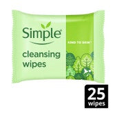 Simple Biodegradable Cleansing Facial Wipes 25pk