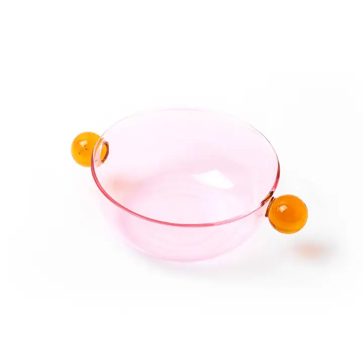 Lollipop Colour Block Glass Bowl Pink & Amber