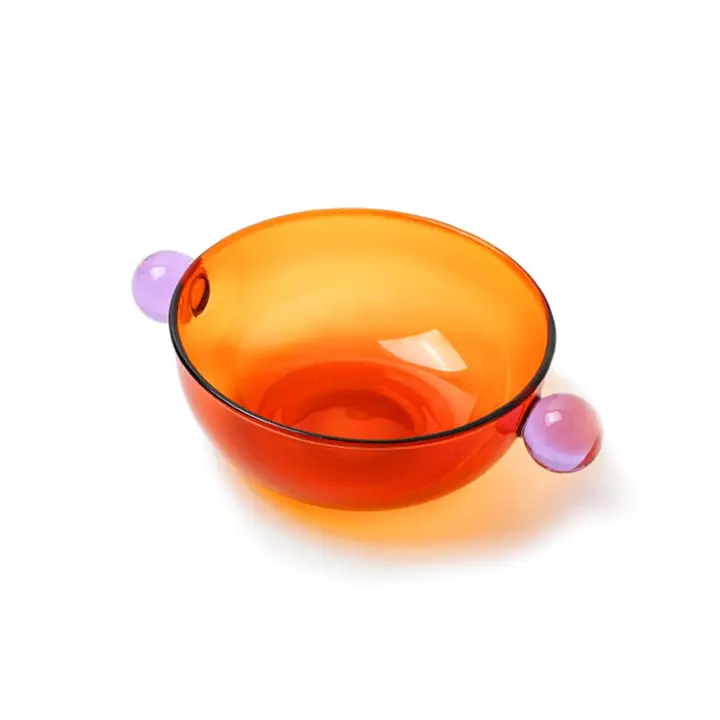 Lollipop Colour Block Glass Bowl  Amber & Purple