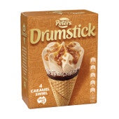 Peters Drumstick Caramel Swirl Cones 475mL 4pk