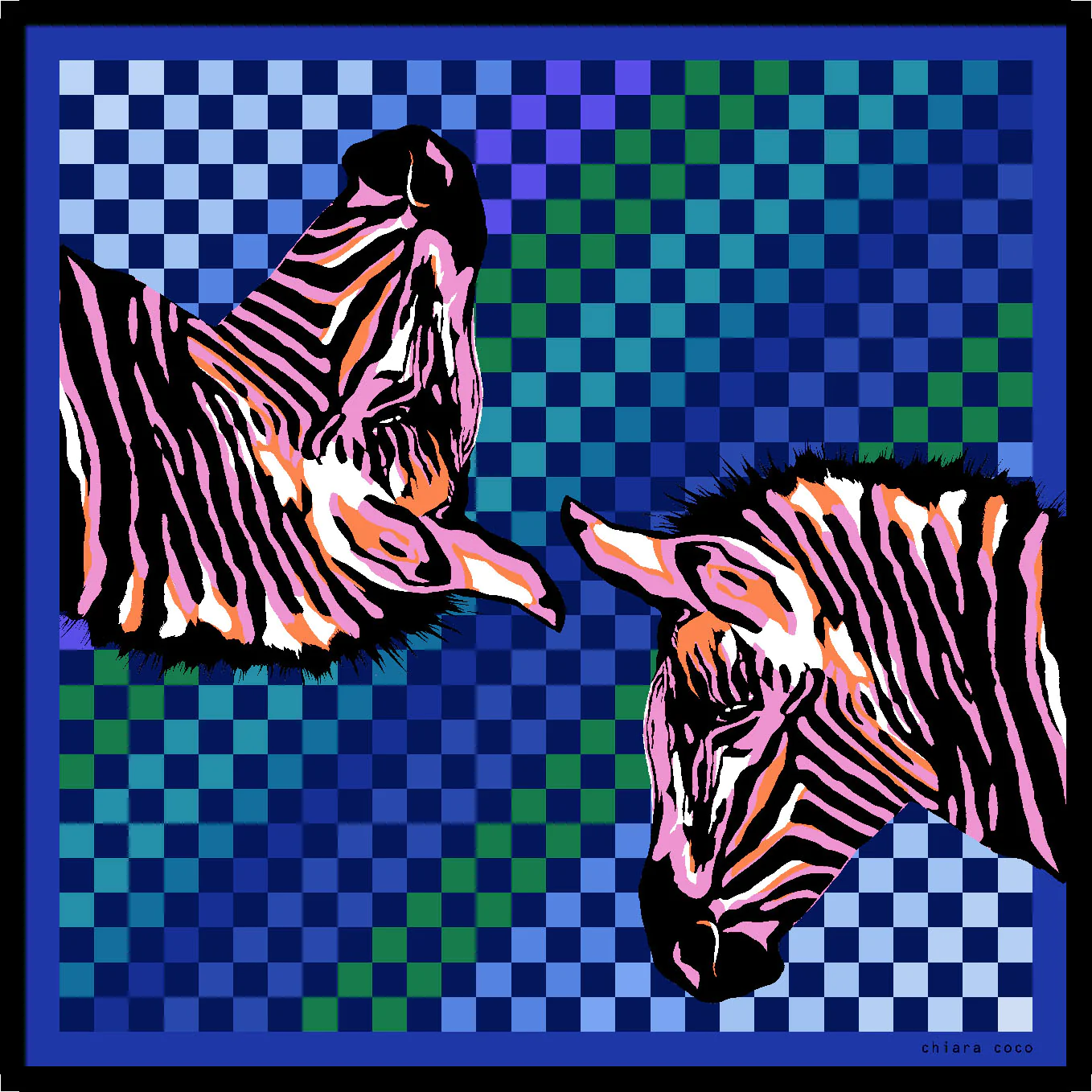 Zebraic Blue 70x70cm