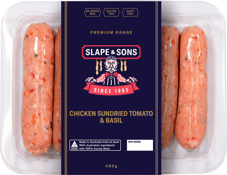 Slape & Sons Chicken Sundried Tomato & Basil Sausages 480g