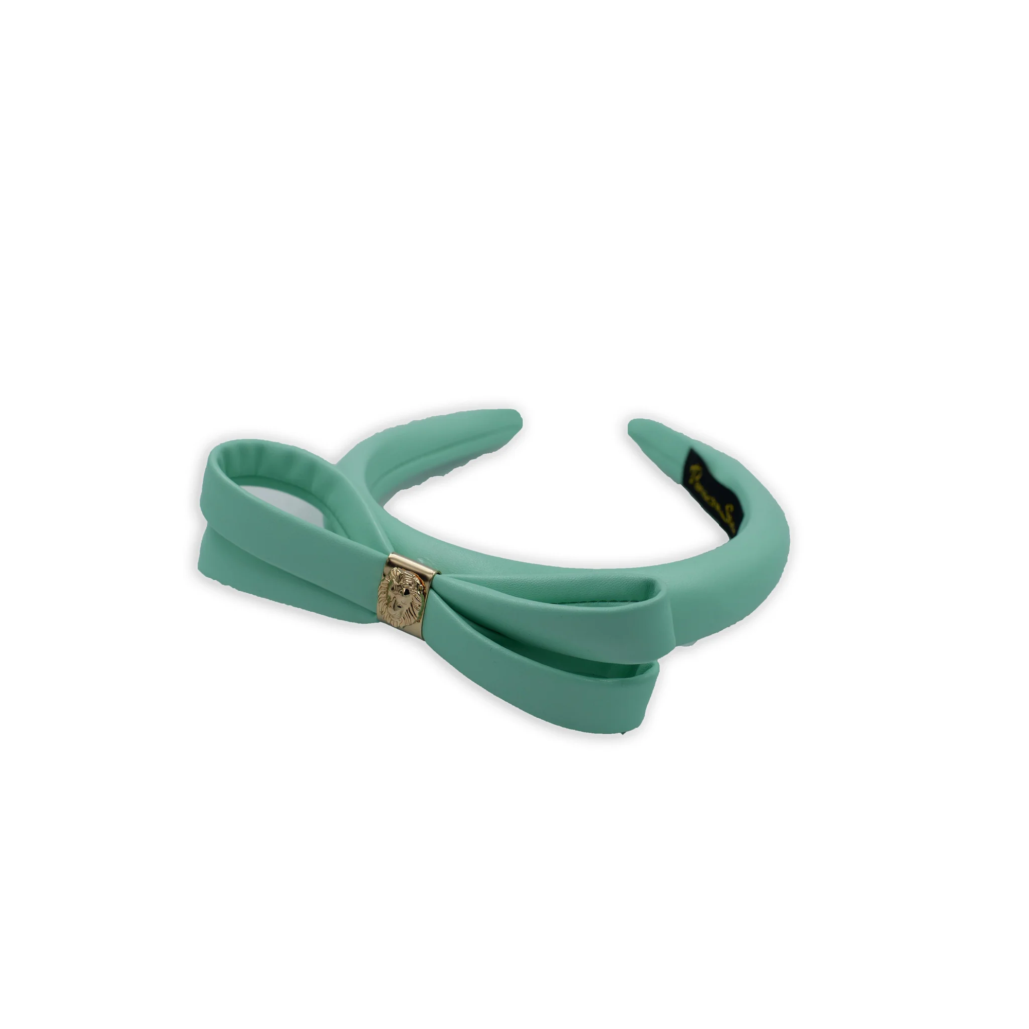 Double Bow Leather Headband Mint Green