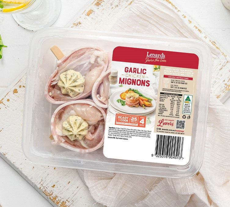 Lenards Chicken Mignon Garlic 600g 4pk