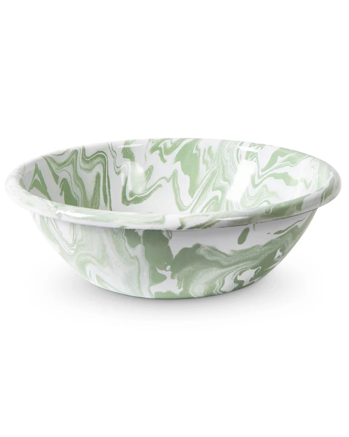 Kip & Co Enamel Bowl Green Marble 16x6cm