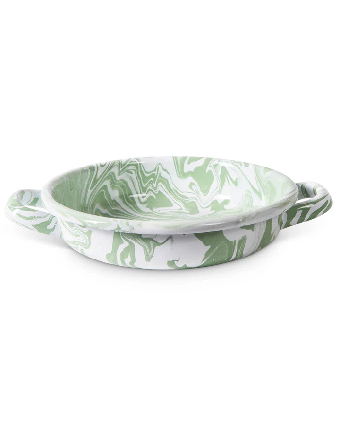 Kip & Co Enamel Cooking Pan Double Handle Green Marble 18x4cm