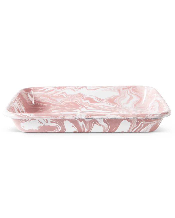 Kip & Co Enamel Baking Dish Pink Marble 26x18x4cm