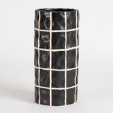 Muse Carr Decorative Vase Black & White Check 14.5cmx27.5cm Large