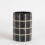 Muse Carr Decorative Vase Black & White Check 14cmx20.5cm Small