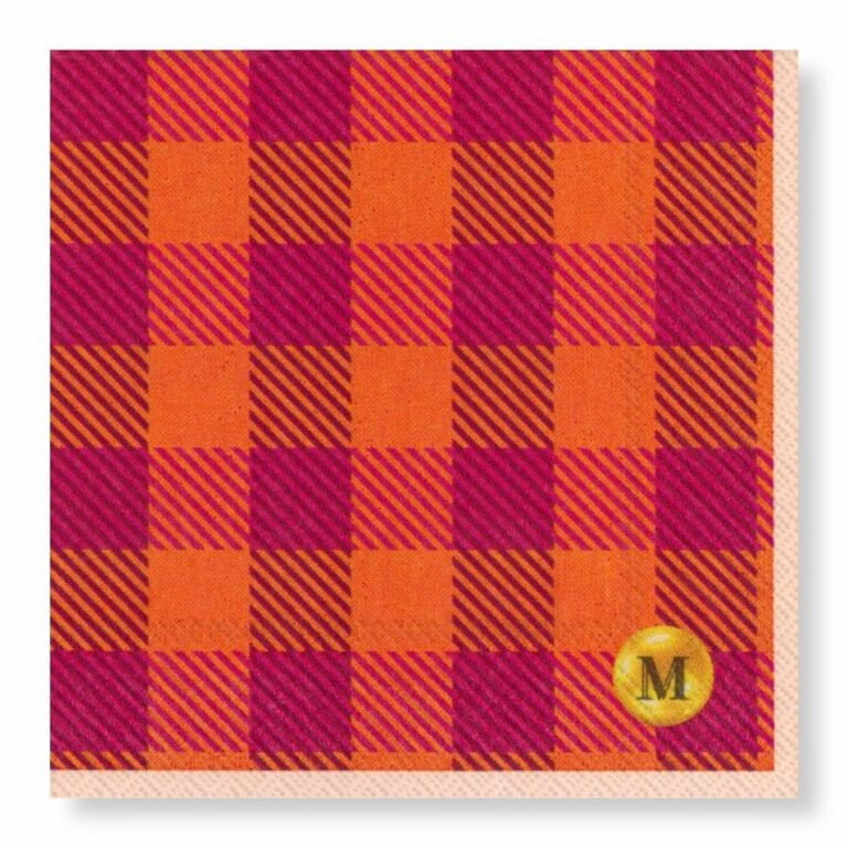 Manor Road Cocktail Serviettes Candy Gingham 20pk