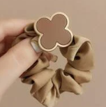 Flower Decor Scrunchie Coffee/Black 2pc