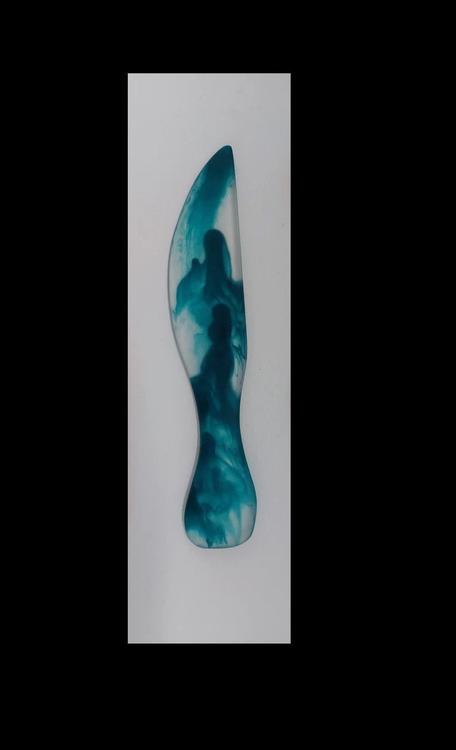 Resin Cheese Knife Azul Blue Green Swirl Large