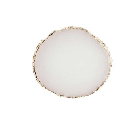 Irregular Small Resin Dish White With Gold Edge 4pc