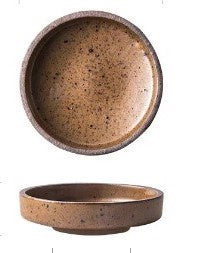 Retro Ceramic Round Dipping Bowl Brown 9x2cm