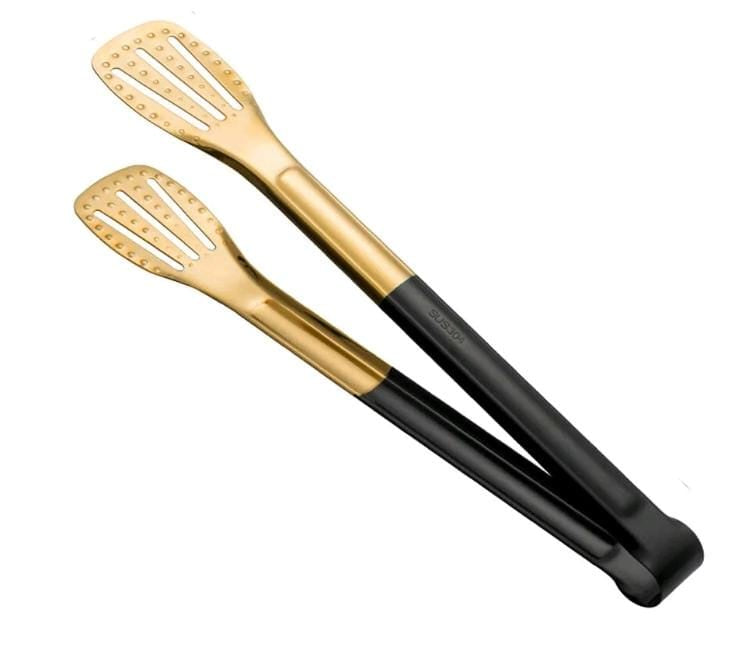 Serving Tongs Black & Gold Large 28cm