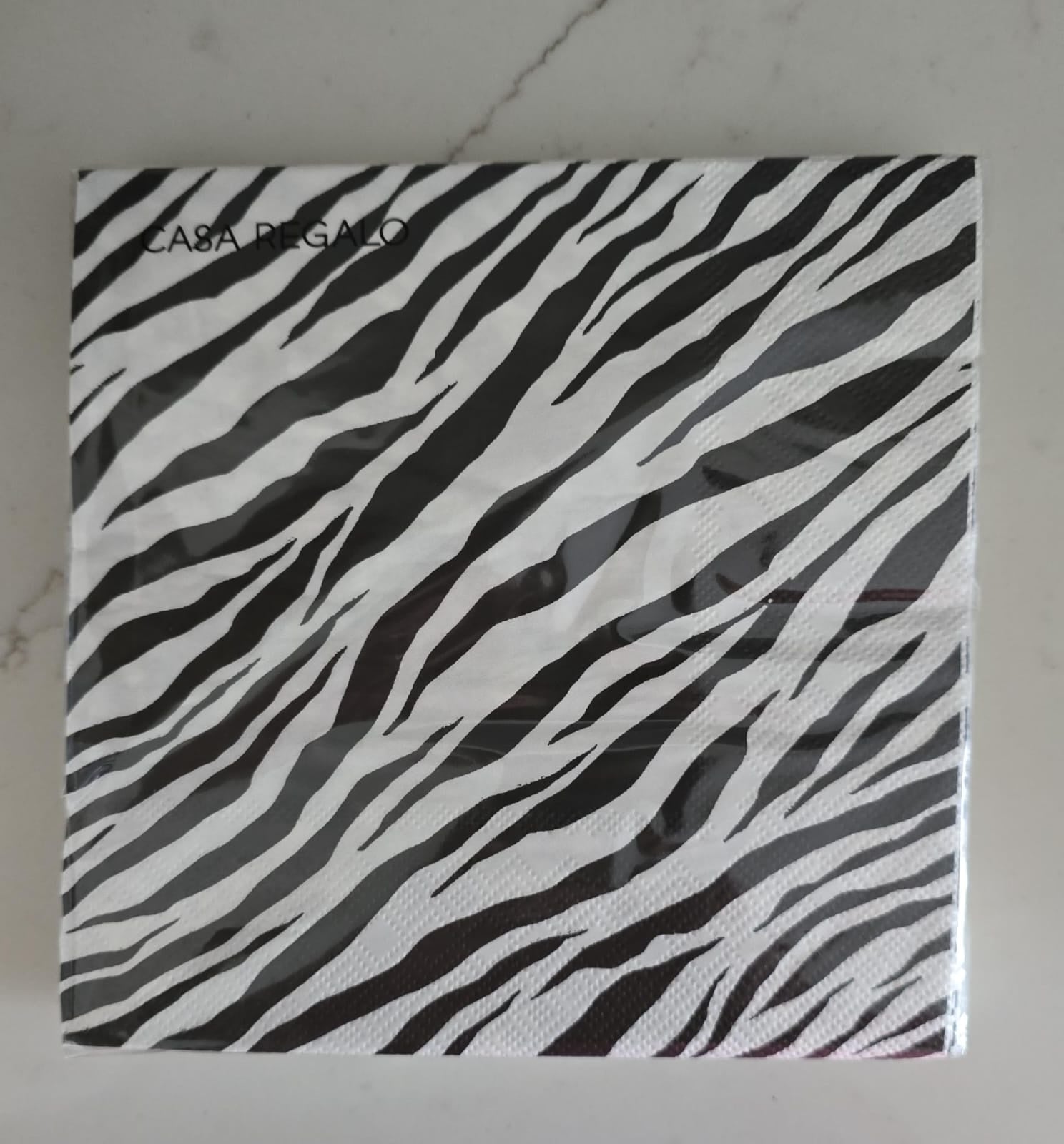 Casa Regalo Luncheon Serviettes Zebra Print 3 ply 33x33cm 20pk