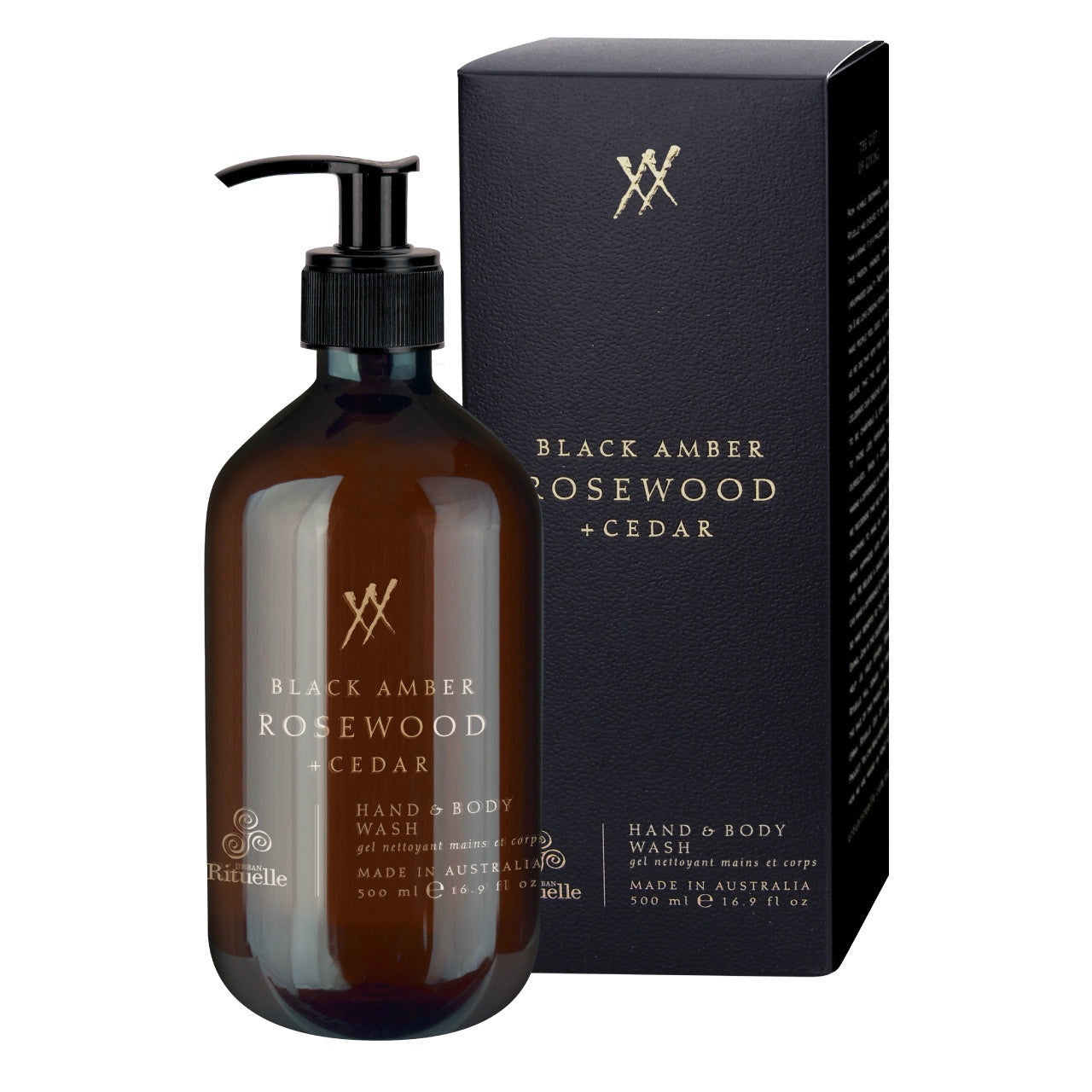 Urban Rituelle Alchemy Black Amber Rosewood & Cedar Hand & Body Wash Amber Bottle 500ml