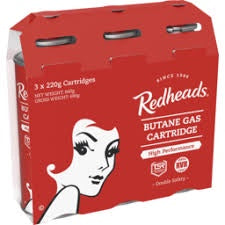 Redheads Butane Gas Cartridge 220g 3pk
