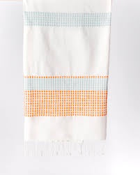 Creative Women Australia Camden Cotton Hand Towel Azure Tangerine 50x80cm