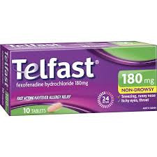 Telfast Hayfever Allergy Relief Tablets Non Drowsy 180mg 10pk