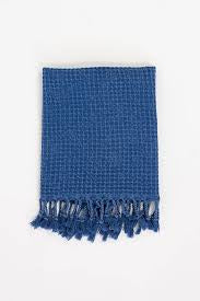 Miss April Waffle Turkish Cotton Hand Towel Blue