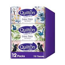 Quilton 12 boxes Of Tissues Hypoallergenic 3ply 110 Sheets