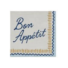 Coastal Home Luncheon Serviettes Bon Appetit Blue 3 ply 33x33cm 20pk