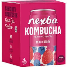 Nexba Kombucha Mixed Berry Drink Cans 330mL 4pk