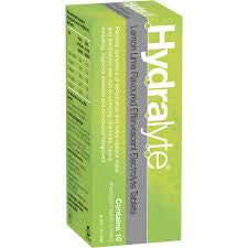 Hydralyte Electrolyte Effervescent Tablets Lemon Lime 10pk