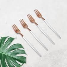 Clinq White and Copper Dessert Fork ea