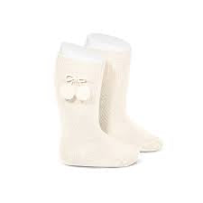 Condor Socks Long Pom Pom Cava (Soft Ivory) 3-6mths 00
