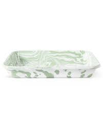 Kip & Co Enamel Baking Dish Green Marble 26x18x4cm