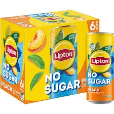 Lipton Iced Tea No Sugar Peach Cans 240ml 6pk