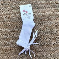 Meia Pata Plain Socks Knee High Dowel With Satin Wire Ivory Size 1