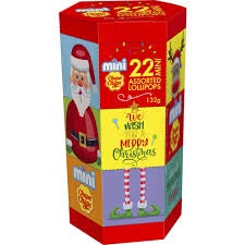 Chupa Chups Mini Confectionery Christmas Hexagon Tube 132g 22pk