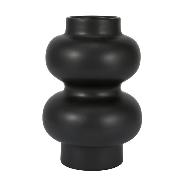 Stacked Rounded Vase Charcoal Black Medium