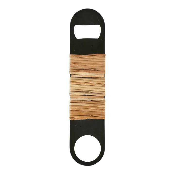 Plantation Bottle Opener Black & Rattan