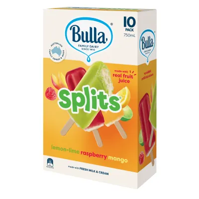 Bulla Splits Multipack Raspberry Mango & Lemon Lime 10pk