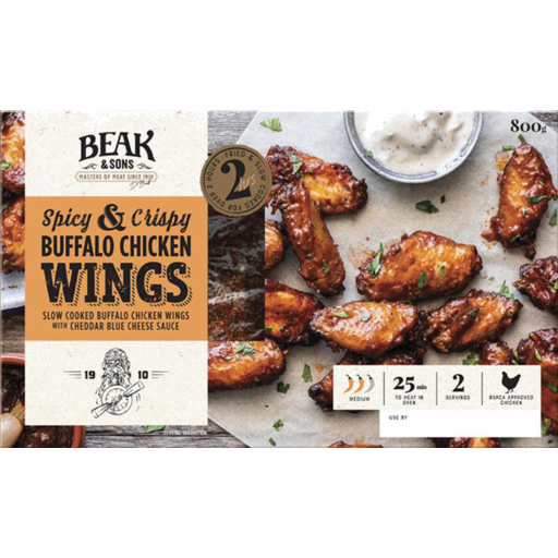 Beak & Sons Slow Cooked Buffalo Chicken Wings with Blue Cheese Sauce 800g