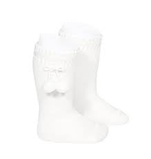Condor Baby Socks Long Pom Pom White 6-12mths 0